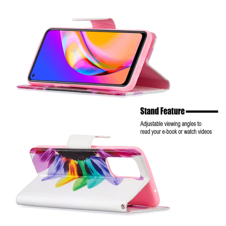 For OPPO A94 5G / Reno5 Z 5G / F19 Pro+ Colored Drawing Pattern Horizontal Flip Leather Case with Holder & Card Slots & Wallet(Sun Flower) - OPPO Cases by buy2fix | Online Shopping UK | buy2fix