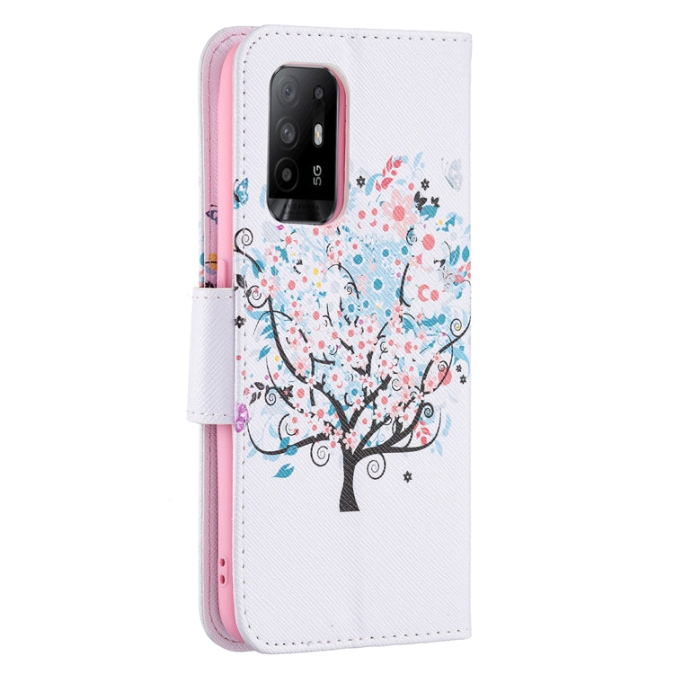 For OPPO A94 5G / Reno5 Z 5G / F19 Pro+ Colored Drawing Pattern Horizontal Flip Leather Case with Holder & Card Slots & Wallet(Tree) - OPPO Cases by buy2fix | Online Shopping UK | buy2fix