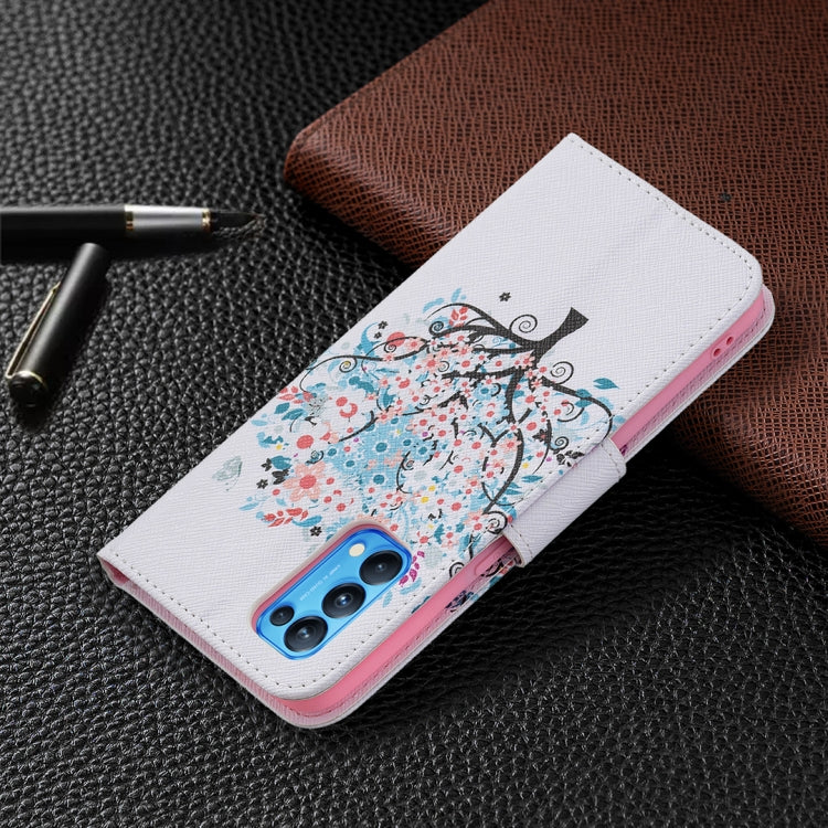 For OPPO Reno5 Colored Drawing Pattern Horizontal Flip Leather Case with Holder & Card Slots & Wallet(Tree) - OPPO Cases by buy2fix | Online Shopping UK | buy2fix