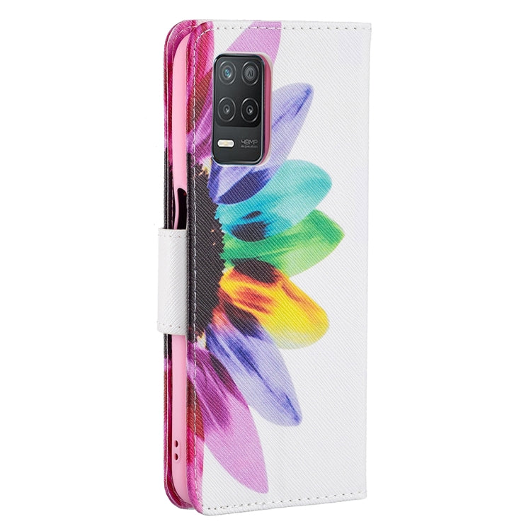 For OPPO Realme 8 5G / Realme V13 Colored Drawing Pattern Horizontal Flip Leather Case with Holder & Card Slots & Wallet(Sun Flower) - Realme Cases by buy2fix | Online Shopping UK | buy2fix