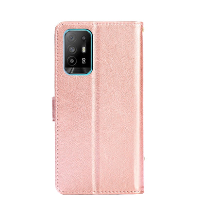 For OPPO A94 5G / F19 Pro+ 5G Zipper Bag PU + TPU Horizontal Flip Leather Case with Holder & Card Slot & Wallet & Lanyard(Rose Gold) - OPPO Cases by buy2fix | Online Shopping UK | buy2fix