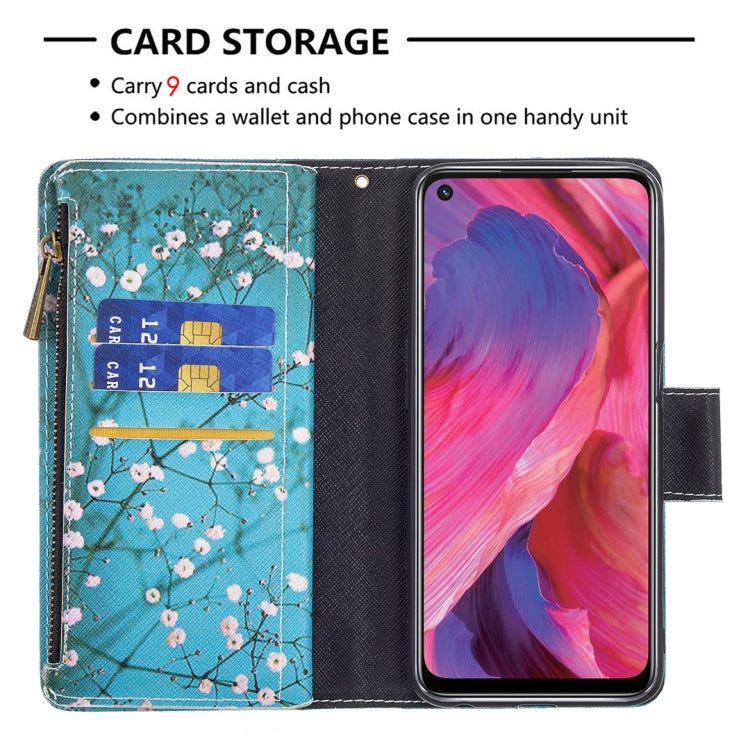 For OPPO A74 5G/A93 5G/A54 5G Colored Drawing Pattern Zipper Horizontal Flip Leather Case with Holder & Card Slots & Wallet(Plum Blossom) - OPPO Cases by buy2fix | Online Shopping UK | buy2fix