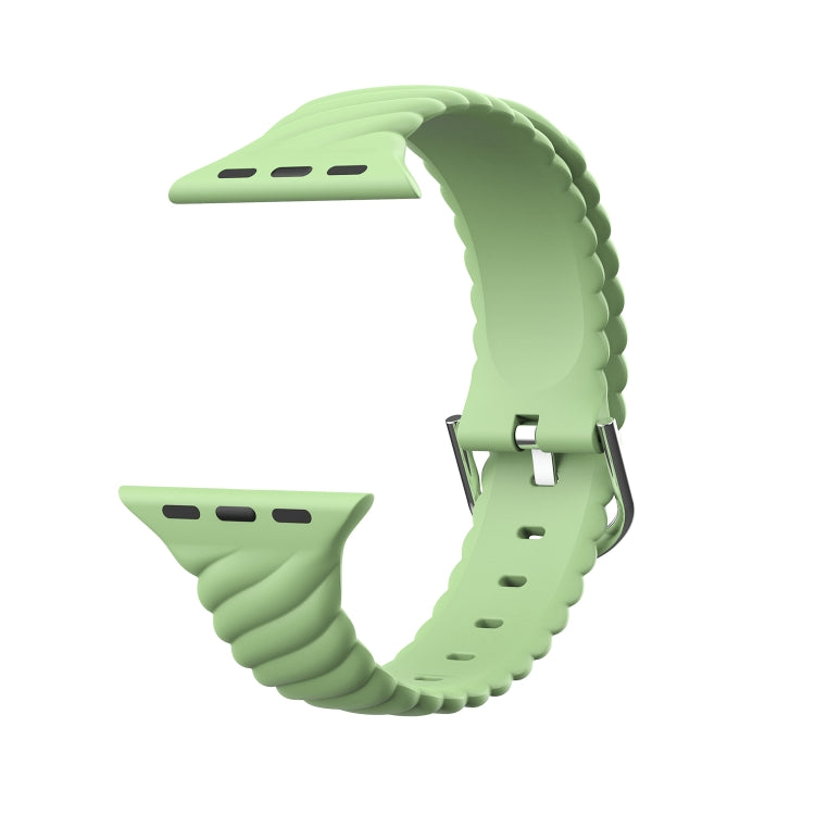 Solid Color Twist Silicone Watch Band For Apple Watch Series 9&8&7 41mm / SE 3&SE 2&6&SE&5&4 40mm / 3&2&1 38mm(Yellow Green) - Watch Bands by buy2fix | Online Shopping UK | buy2fix