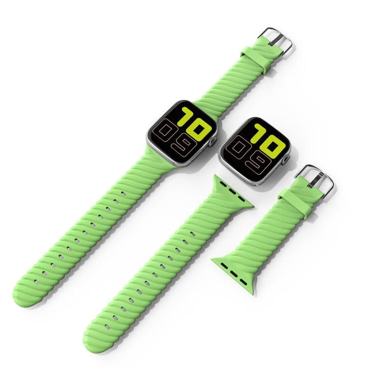 Solid Color Twist Silicone Watch Band For Apple Watch Series 9&8&7 41mm / SE 3&SE 2&6&SE&5&4 40mm / 3&2&1 38mm(Yellow Green) - Watch Bands by buy2fix | Online Shopping UK | buy2fix