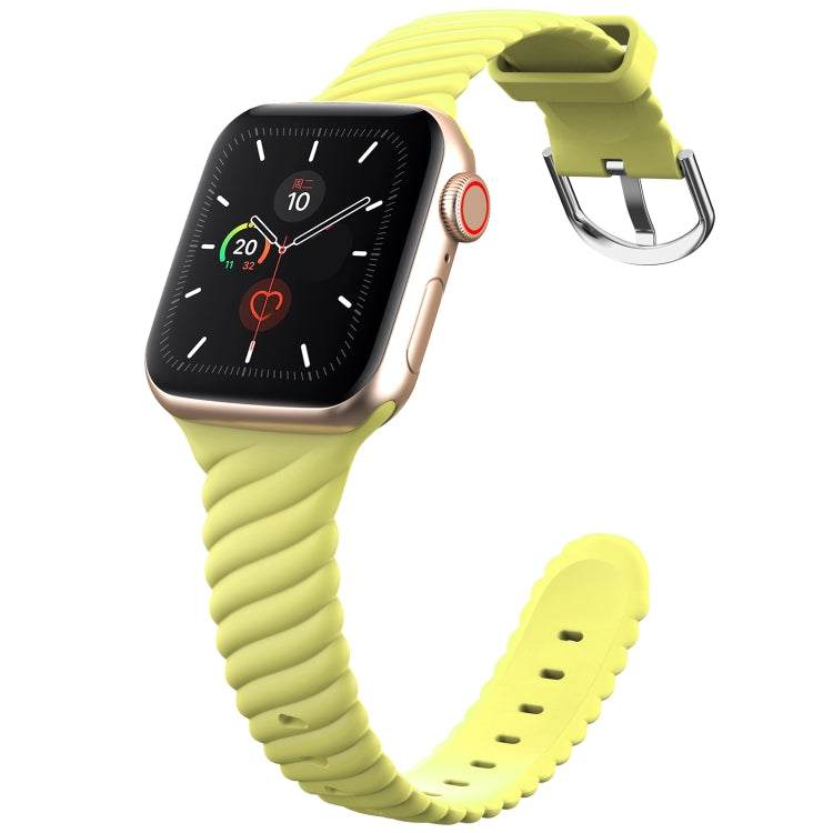 Solid Color Twist Silicone Watch Band For Apple Watch Series 9&8&7 41mm / SE 3&SE 2&6&SE&5&4 40mm / 3&2&1 38mm(Yellow) - Watch Bands by buy2fix | Online Shopping UK | buy2fix