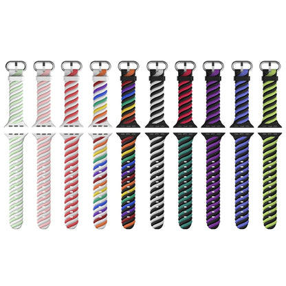 Two-color Twist Silicone Watch Band For Apple Watch Ultra 49mm&Watch Ultra 2 49mm / Series 9&8&7 45mm / SE 3&SE 2&6&SE&5&4 44mm / 3&2&1 42mm(Rainbow Black) - Watch Bands by buy2fix | Online Shopping UK | buy2fix