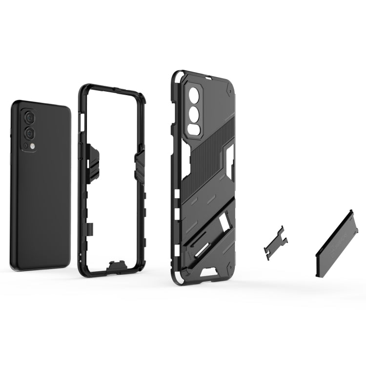 For OnePlus Nord 2 5G Punk Armor 2 in 1 PC + TPU Shockproof Case with Invisible Holder(White) - OnePlus Cases by buy2fix | Online Shopping UK | buy2fix