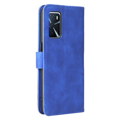 For OPPO A16 Solid Color Skin Feel Magnetic Buckle Horizontal Flip Calf Texture PU Leather Case with Holder & Card Slots & Wallet(Blue) - OPPO Cases by buy2fix | Online Shopping UK | buy2fix