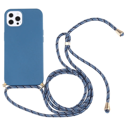 For iPhone 13 Pro Wheat Straw Material + TPU Shockproof Case with Neck Lanyard (Blue) - iPhone 13 Pro Cases by buy2fix | Online Shopping UK | buy2fix