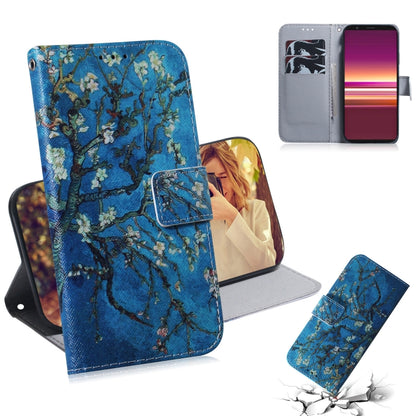 For Sony Xperia 5 Coloured Drawing Pattern Horizontal Flip PU Leather Case with Holder & Card Slots & Wallet(Apricot Flower) - Sony Cases by buy2fix | Online Shopping UK | buy2fix