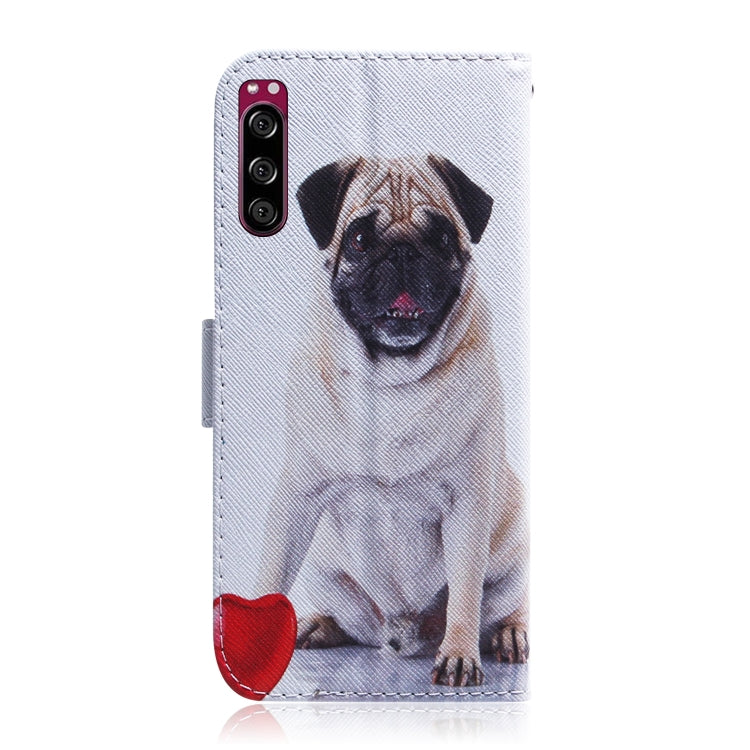 For Sony Xperia 5 Coloured Drawing Pattern Horizontal Flip PU Leather Case with Holder & Card Slots & Wallet(Pug) - Sony Cases by buy2fix | Online Shopping UK | buy2fix