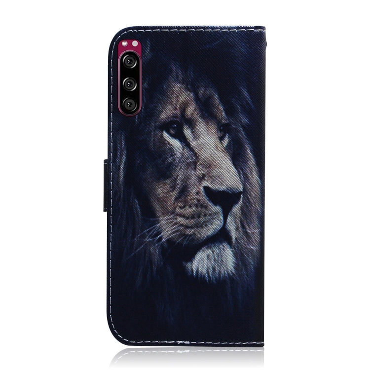 For Sony Xperia 5 Coloured Drawing Pattern Horizontal Flip PU Leather Case with Holder & Card Slots & Wallet(Lion) - Sony Cases by buy2fix | Online Shopping UK | buy2fix
