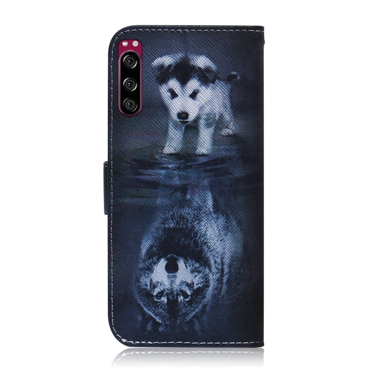 For Sony Xperia 5 Coloured Drawing Pattern Horizontal Flip PU Leather Case with Holder & Card Slots & Wallet(Wolf And Dog) - Sony Cases by buy2fix | Online Shopping UK | buy2fix