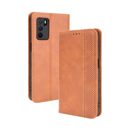 For OPPO A16 Magnetic Buckle Retro Crazy Horse Texture Leather Phone Case(Brown) - OPPO Cases by buy2fix | Online Shopping UK | buy2fix