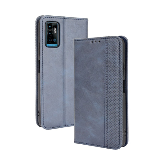 For ZTE Blade A71 Magnetic Buckle Retro Crazy Horse Texture Horizontal Flip Leather Case with Holder & Card Slots & Photo Frame(Blue) - ZTE Cases by buy2fix | Online Shopping UK | buy2fix