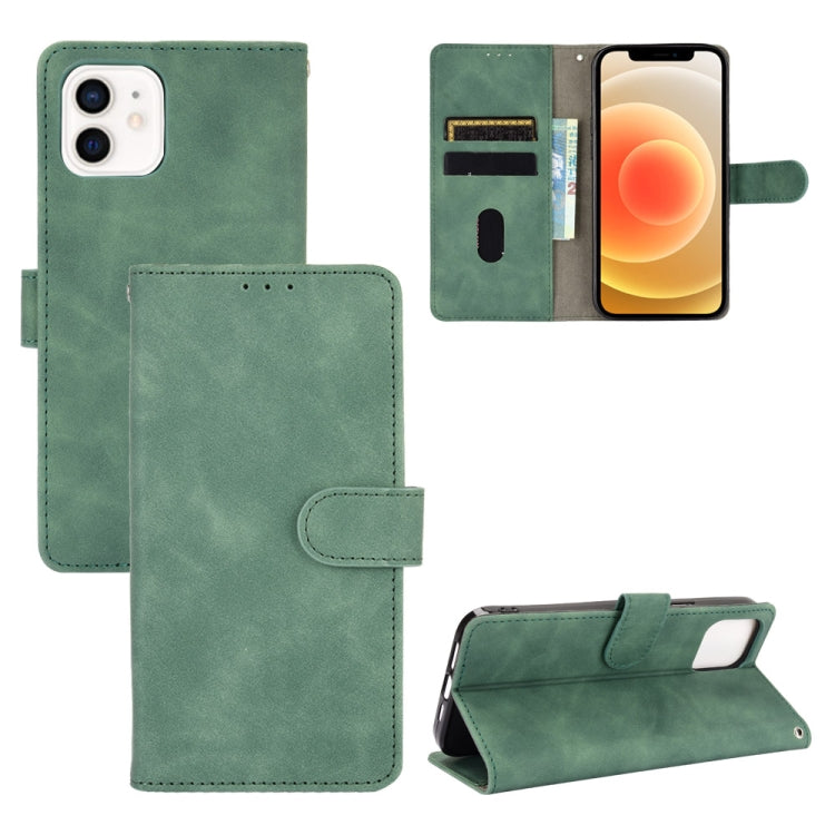 For iPhone 13 Solid Color Skin Feel Magnetic Buckle Horizontal Flip Calf Texture PU Leather Case with Holder & Card Slots & Wallet(Green) - iPhone 13 Cases by buy2fix | Online Shopping UK | buy2fix