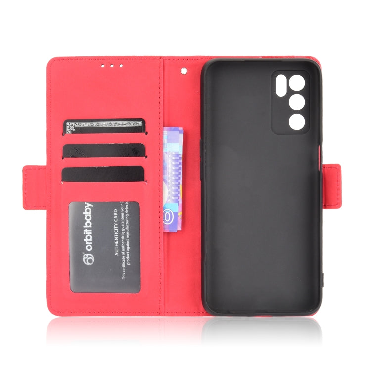 For OPPO A16 Skin Feel Calf Pattern Horizontal Flip Leather Case with Holder & Card Slots & Photo Frame(Red) - OPPO Cases by buy2fix | Online Shopping UK | buy2fix