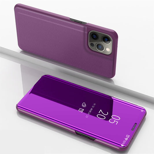 For iPhone 13 Pro Plated Mirror Horizontal Flip Leather Case with Holder (Purple) - iPhone 13 Pro Cases by buy2fix | Online Shopping UK | buy2fix