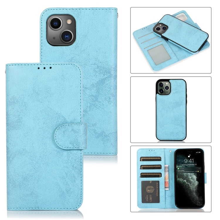 For iPhone 13 mini Retro 2 in 1 Detachable Horizontal Flip Leather Case with Card Slots & Wallet For  iPhone 13 Mini(Blue) - iPhone 13 mini Cases by buy2fix | Online Shopping UK | buy2fix