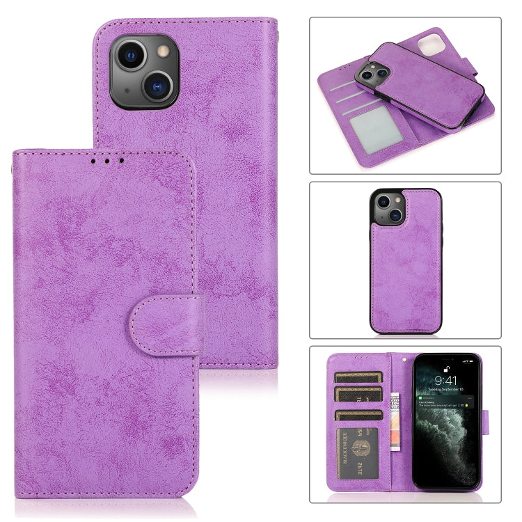 For iPhone 13 mini Retro 2 in 1 Detachable Horizontal Flip Leather Case with Card Slots & Wallet For  iPhone 13 Mini(Purple) - iPhone 13 mini Cases by buy2fix | Online Shopping UK | buy2fix