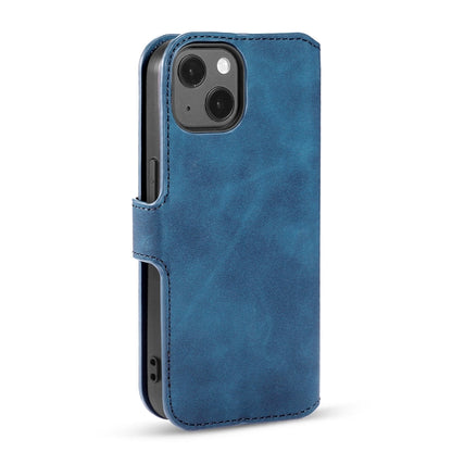 For iPhone 13 DG.MING Retro Oil Side Horizontal Flip Leather Case with Holder & Card Slots & Wallet(Blue) - iPhone 13 Cases by DG.MING | Online Shopping UK | buy2fix