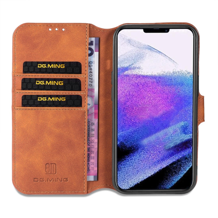 For iPhone 13 Pro DG.MING Retro Oil Side Horizontal Flip Leather Case with Holder & Card Slots & Wallet (Brown) - iPhone 13 Pro Cases by DG.MING | Online Shopping UK | buy2fix