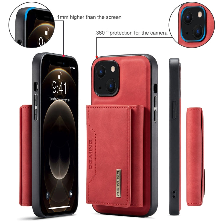 For iPhone 13 mini DG.MING M2 Series 3-Fold Card Bag Shockproof Case with Wallet & Holder Function (Red) - iPhone 13 mini Cases by DG.MING | Online Shopping UK | buy2fix