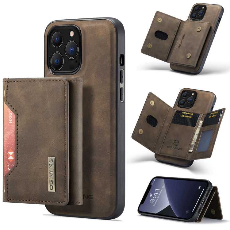 For iPhone 13 Pro Max DG.MING M2 Series 3-Fold Card Bag Shockproof Case with Wallet & Holder Function (Coffee) - iPhone 13 Pro Max Cases by DG.MING | Online Shopping UK | buy2fix