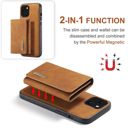 For iPhone 13 mini DG.MING M1 Series 3-Fold Multi Card Wallet Shockproof Case with Holder Function (Brown) - iPhone 13 mini Cases by DG.MING | Online Shopping UK | buy2fix