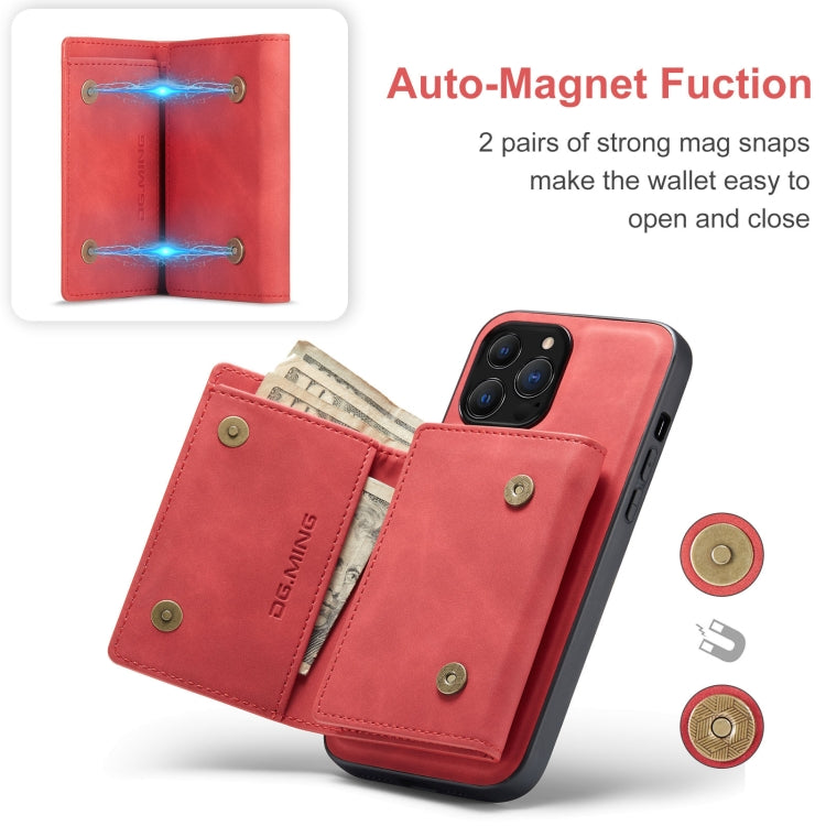 For iPhone 13 Pro Max DG.MING M1 Series 3-Fold Multi Card Wallet Shockproof Case with Holder Function (Red) - iPhone 13 Pro Max Cases by DG.MING | Online Shopping UK | buy2fix