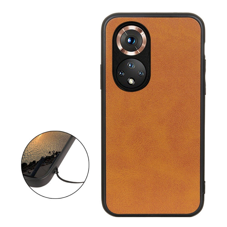 For Honor 50 Accurate Hole Two-color Calf Texture Shockproof Case(Brown) - Honor Cases by buy2fix | Online Shopping UK | buy2fix