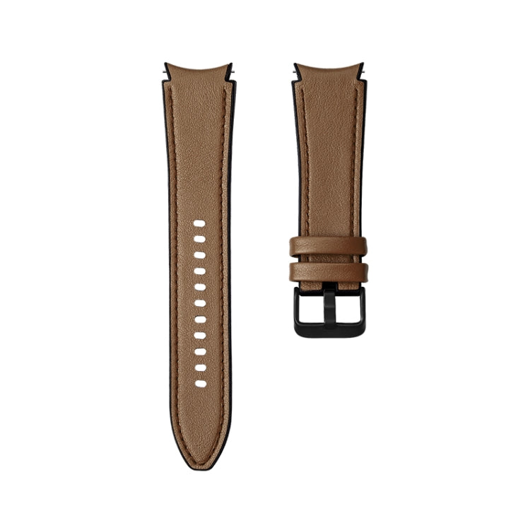 For Samsung Galaxy Watch4 Silicone + Leather Black Buckle Watch Band(Brown) - Watch Bands by buy2fix | Online Shopping UK | buy2fix