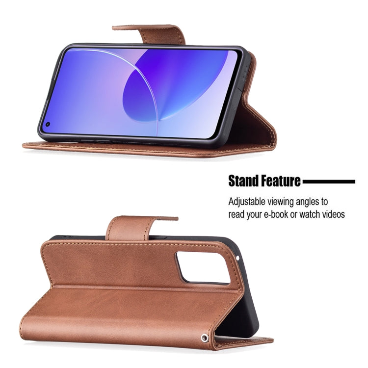 For OPPO Reno6 5G Retro Lambskin Texture Pure Color Horizontal Flip PU Leather Case with Holder & Card Slots & Wallet & Lanyard(Brown) - OPPO Cases by buy2fix | Online Shopping UK | buy2fix