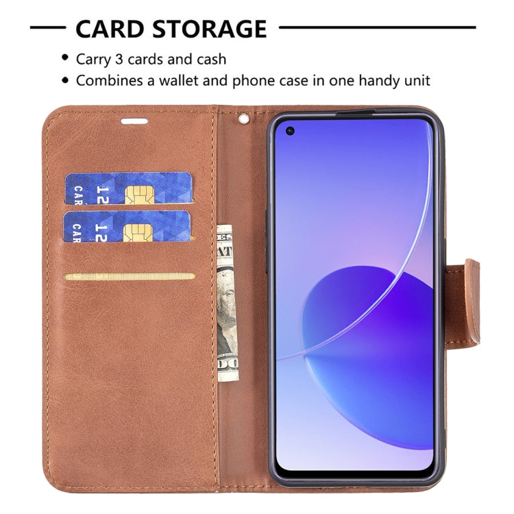 For OPPO Reno6 5G Retro Lambskin Texture Pure Color Horizontal Flip PU Leather Case with Holder & Card Slots & Wallet & Lanyard(Brown) - OPPO Cases by buy2fix | Online Shopping UK | buy2fix