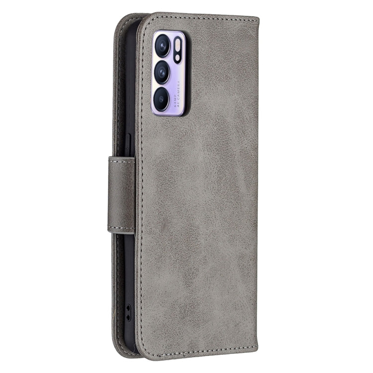 For OPPO Reno6 5G Retro Lambskin Texture Pure Color Horizontal Flip PU Leather Case with Holder & Card Slots & Wallet & Lanyard(Grey) - OPPO Cases by buy2fix | Online Shopping UK | buy2fix