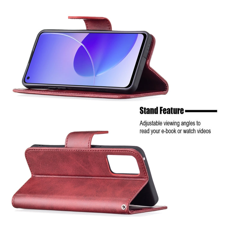 For OPPO Reno6 5G Retro Lambskin Texture Pure Color Horizontal Flip PU Leather Case with Holder & Card Slots & Wallet & Lanyard(Red) - OPPO Cases by buy2fix | Online Shopping UK | buy2fix