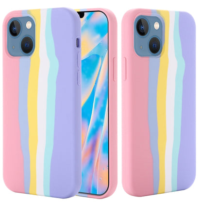 For iPhone 13 mini Rainbow Liquid Silicone Shockproof Full Coverage Protective Case (Pink) - iPhone 13 mini Cases by buy2fix | Online Shopping UK | buy2fix