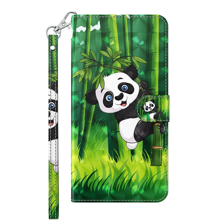 For iPhone 13 3D Painting Pattern Horizontal Flip TPU + PU Leather Case with Holder & Card Slots & Wallet(Panda Climbing Bamboo) - iPhone 13 Cases by buy2fix | Online Shopping UK | buy2fix