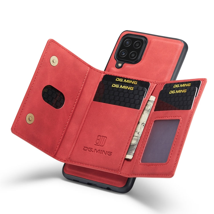 DG.MING M2 Series 3-Fold Multi Card Bag Back Cover Shockproof Case with Wallet & Holder Function For Samsung Galaxy A22 4G(Red) - Galaxy Phone Cases by DG.MING | Online Shopping UK | buy2fix