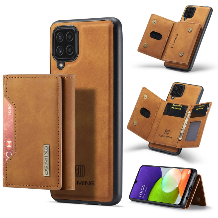 DG.MING M2 Series 3-Fold Multi Card Bag Back Cover Shockproof Case with Wallet & Holder Function For Samsung Galaxy A22 4G(Brown) - Galaxy Phone Cases by DG.MING | Online Shopping UK | buy2fix