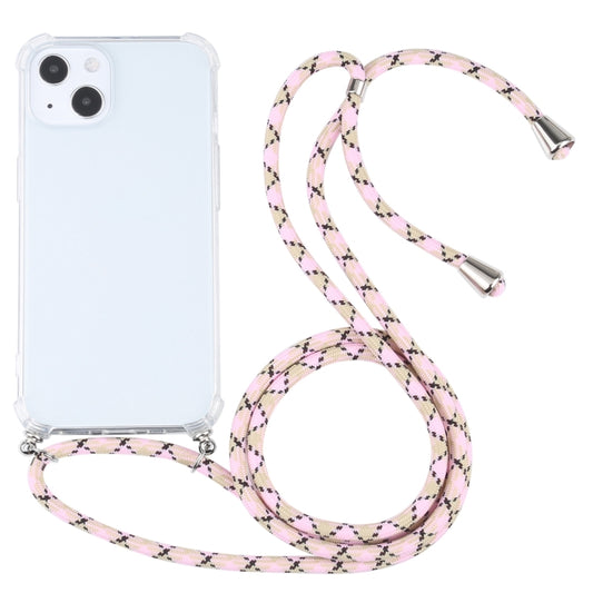 For iPhone 13 mini Four-corner Shockproof Transparent TPU Protective Case with Lanyard (Colorful Pink) - iPhone 13 mini Cases by buy2fix | Online Shopping UK | buy2fix