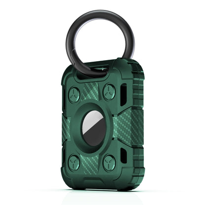 Tank Armor Anti-scratch Shockproof Carbon Fiber TPU Protective Cover Case with Keychain Ring Loop For AirTag(Deep Green) - Key Chain Series by buy2fix | Online Shopping UK | buy2fix