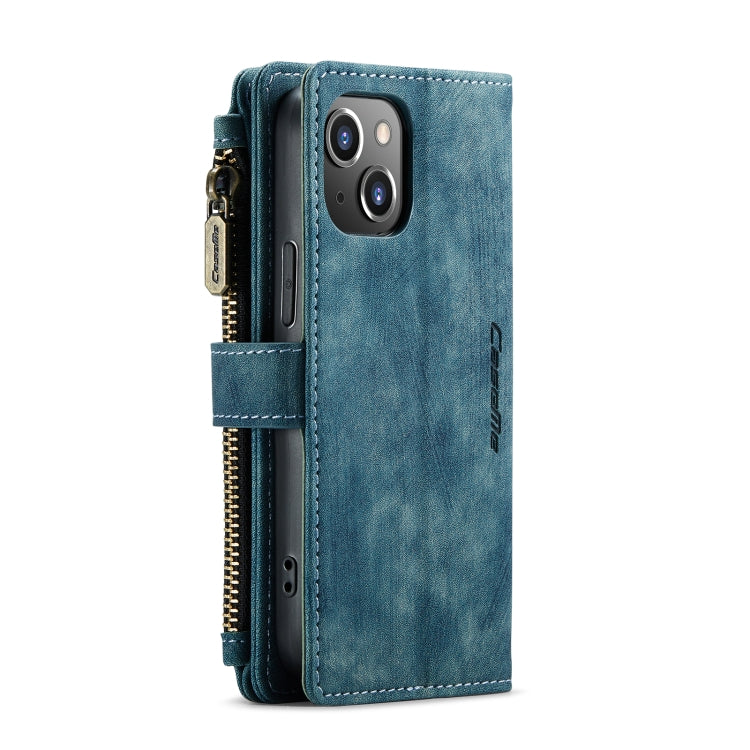 For iPhone 13 mini CaseMe-C30 PU + TPU Multifunctional Horizontal Flip Leather Case with Holder & Card Slot & Wallet & Zipper Pocket (Blue) - iPhone 13 mini Cases by CaseMe | Online Shopping UK | buy2fix