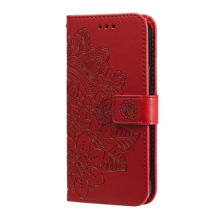 7-petal Flowers Embossing Pattern Horizontal Flip PU Leather Case with Holder & Card Slots & Wallet & Photo Frame For Motorola Moto G30 / G10 / G10 Power / G20(Red) - Motorola Cases by buy2fix | Online Shopping UK | buy2fix