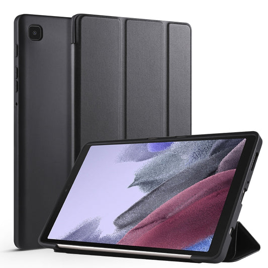 For Samsung Galaxy Tab A7 Lite T225 3-folding Horizontal Flip Honeycomb TPU Shockproof + PU Leather Case with Holder(Black) - Tab A7 Lite T220 / T225 by buy2fix | Online Shopping UK | buy2fix