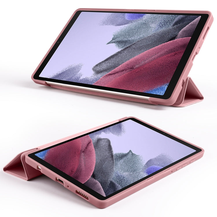 For Samsung Galaxy Tab A7 Lite T225 3-folding Horizontal Flip Honeycomb TPU Shockproof + PU Leather Case with Holder(Rose Gold) - Tab A7 Lite T220 / T225 by buy2fix | Online Shopping UK | buy2fix