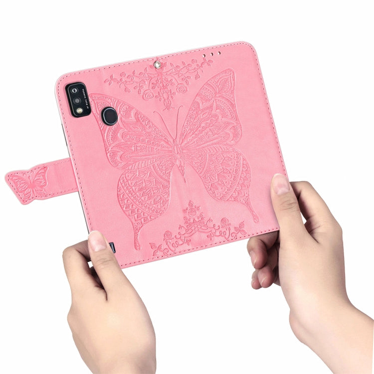 Butterfly Love Flowers Embossed Horizontal Flip Leather Case with Holder & Card Slots & Wallet & Lanyard For ZTE Blade A51(Pink) - ZTE Cases by buy2fix | Online Shopping UK | buy2fix