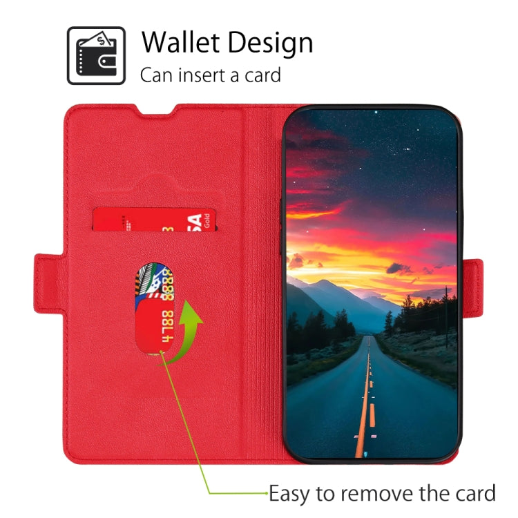 For iPhone 13 mini Ultra-thin Voltage Side Buckle PU + TPU Horizontal Flip Leather Case with Holder & Card Slot (Red) - iPhone 13 mini Cases by buy2fix | Online Shopping UK | buy2fix