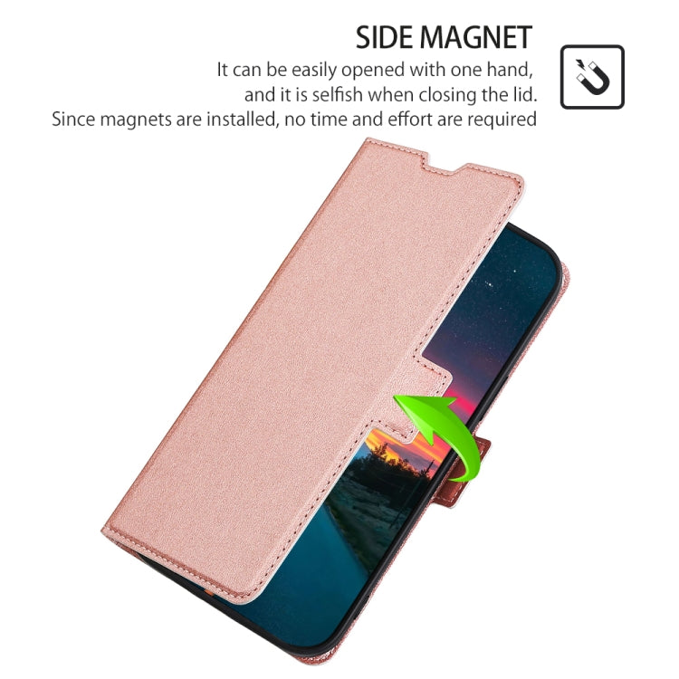 For iPhone 13 mini Ultra-thin Voltage Side Buckle PU + TPU Horizontal Flip Leather Case with Holder & Card Slot (Rose Gold) - iPhone 13 mini Cases by buy2fix | Online Shopping UK | buy2fix