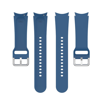 For Samung Galaxy Watch4 40mm / 44mm Silicone Silver Round Buckle Watch Band(Dark Blue) - Watch Bands by buy2fix | Online Shopping UK | buy2fix